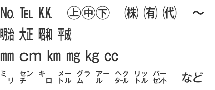 略称文字・単位